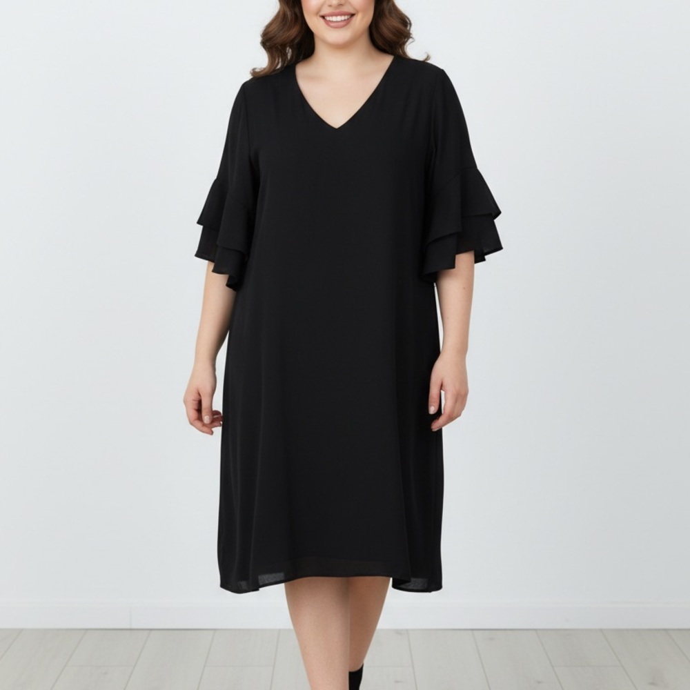 Banana Republic Black Ruffle Sleeve Shift Dress